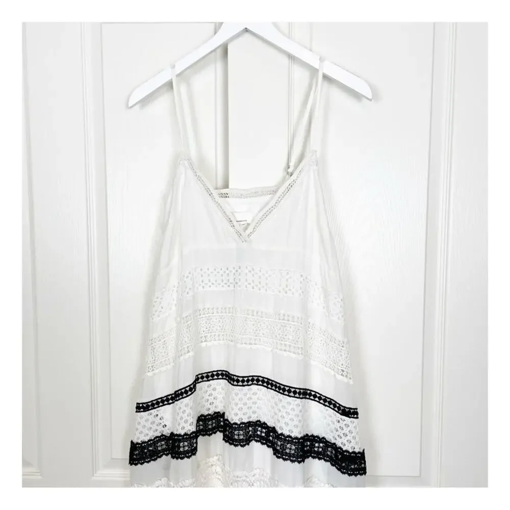 Anthropologie Crochet Lace Midi Dress Striped Boho Cottage NWT Sz XSP - Picture 4 of 11